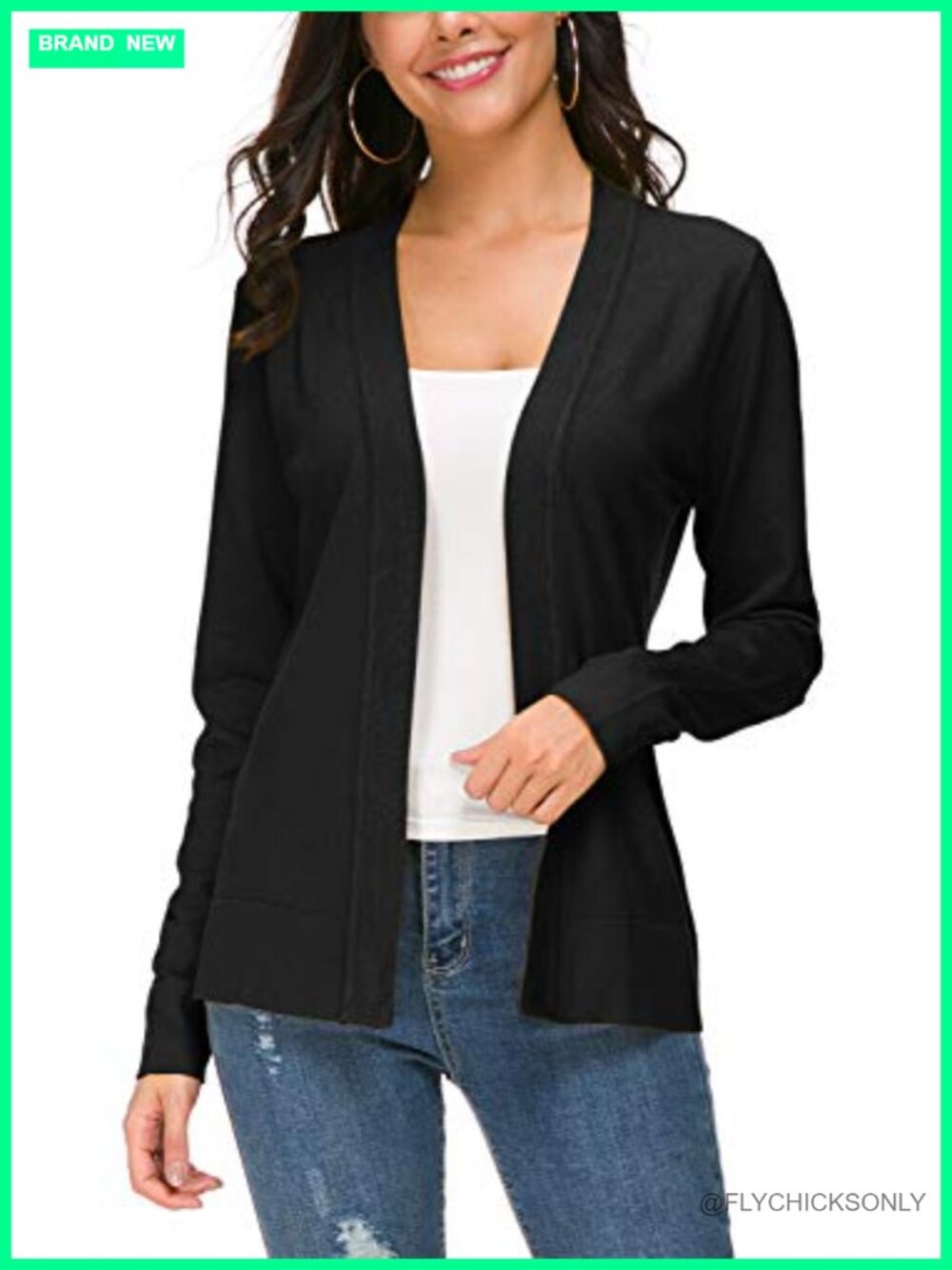 Women's Long Sleeve Open Front Knit Cardigan Lightweight